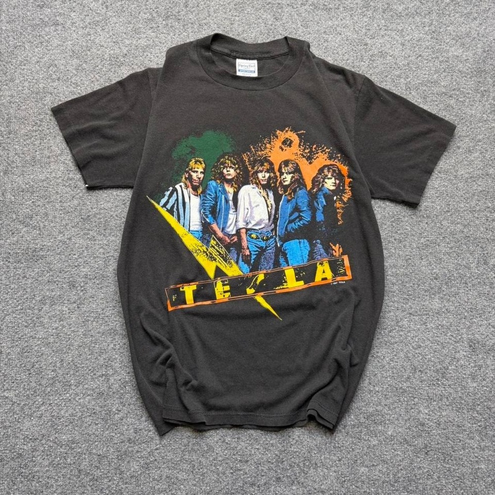 1987 Vtg Tesla tour concert T shirt size men's medium